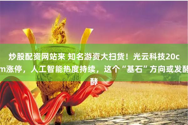 炒股配资网站来 知名游资大扫货！光云科技20cm涨停，人工智